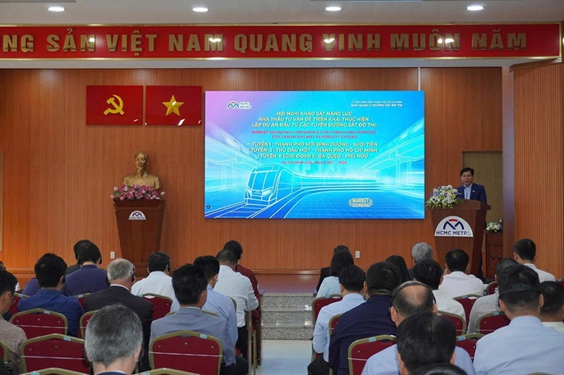 Ban Quản lý đường sắt đô thị TP.HCM đã tổ chức hội nghị khảo sát năng lực nhà thầu tư vấn trong nước và quốc tế để gấp rút triển khai các tuyến metro vào ngày 6/3/2026. (Ảnh: BQL Đường sắt đô thị TP.HCM)